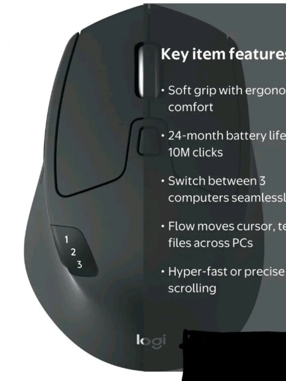 Logitech M720 Wireless Triathlon Bluetooth Mouse , Long Battery Life Black New